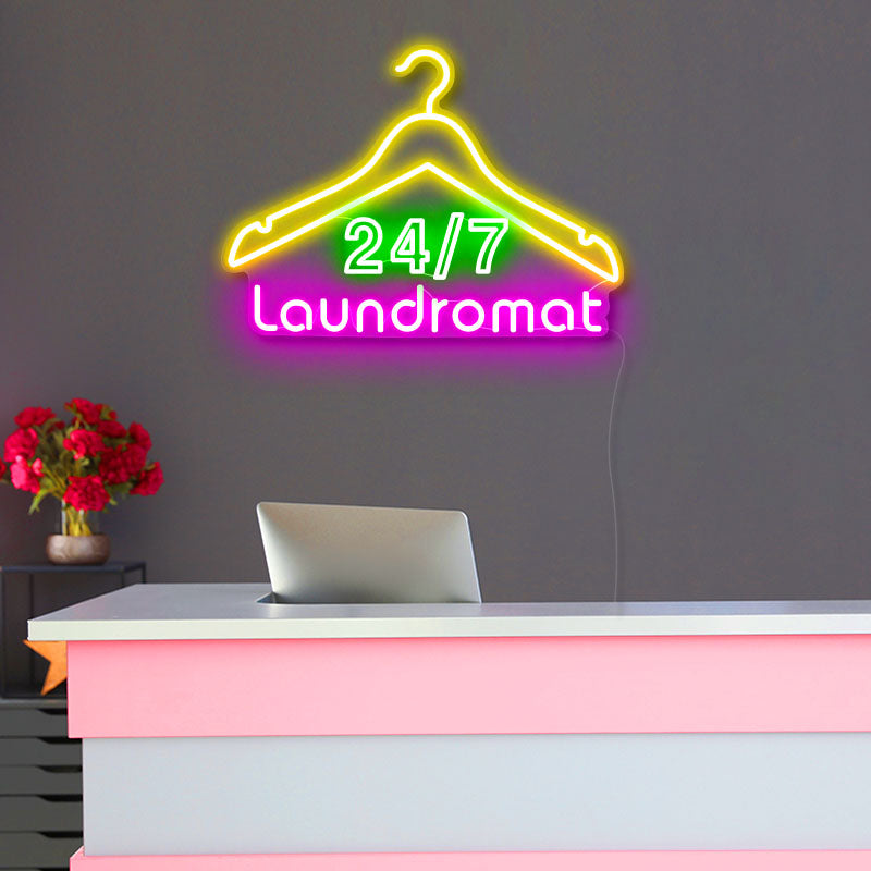 7&24 laundromat signs