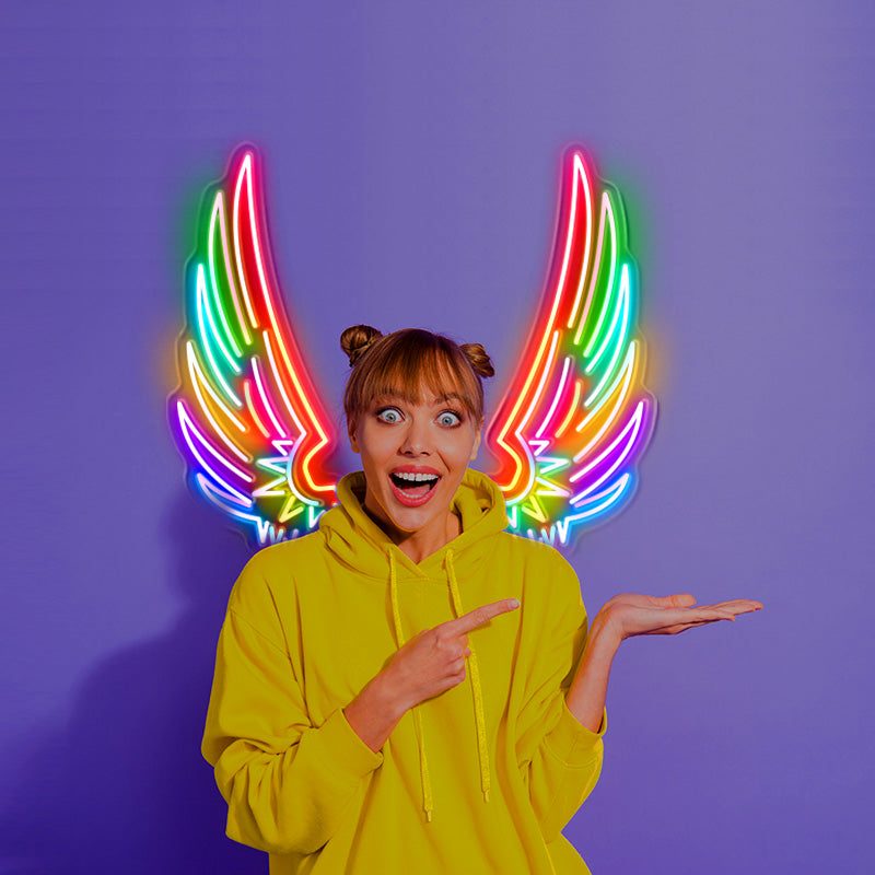 Colorful Angel wings neon lights
