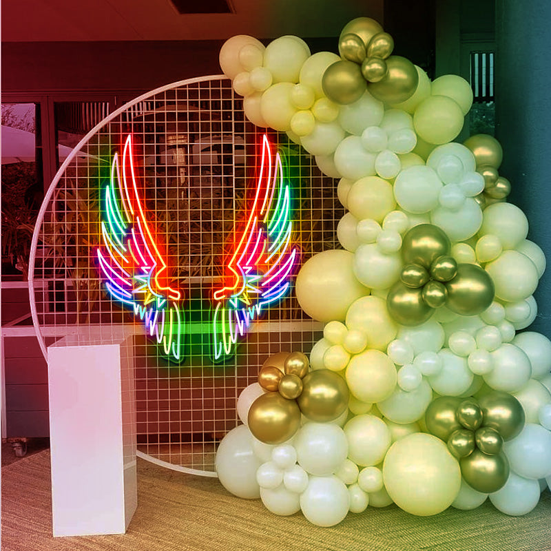 Colorful Angel wings neon lights