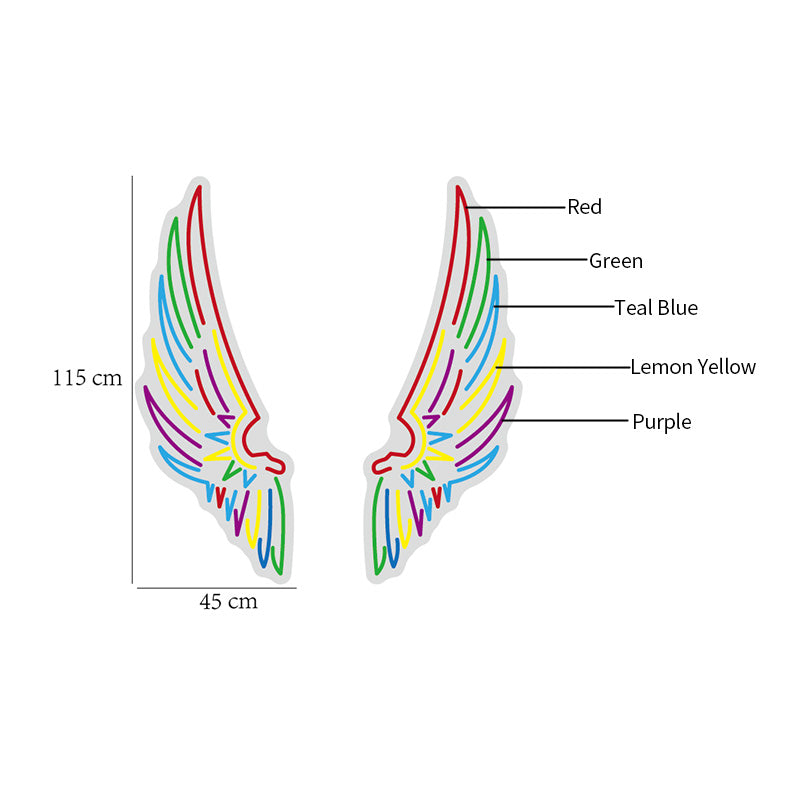 Colorful Angel wings neon lights