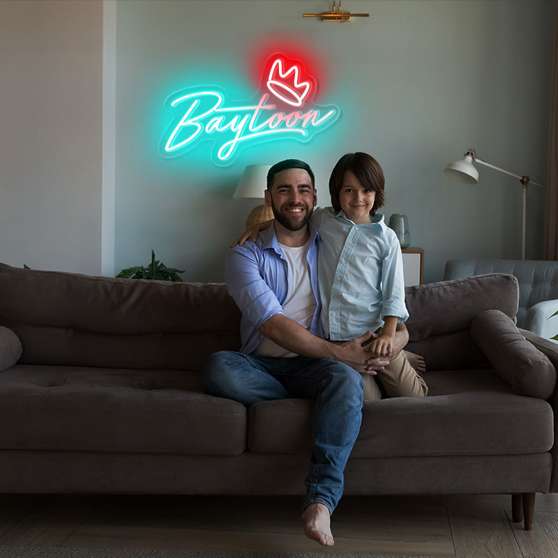 Name with Crown Neon Sign