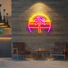 Colourful coconut tree neon art