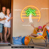 Colourful coconut tree neon art
