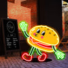 Cute cartoon hamburg neon