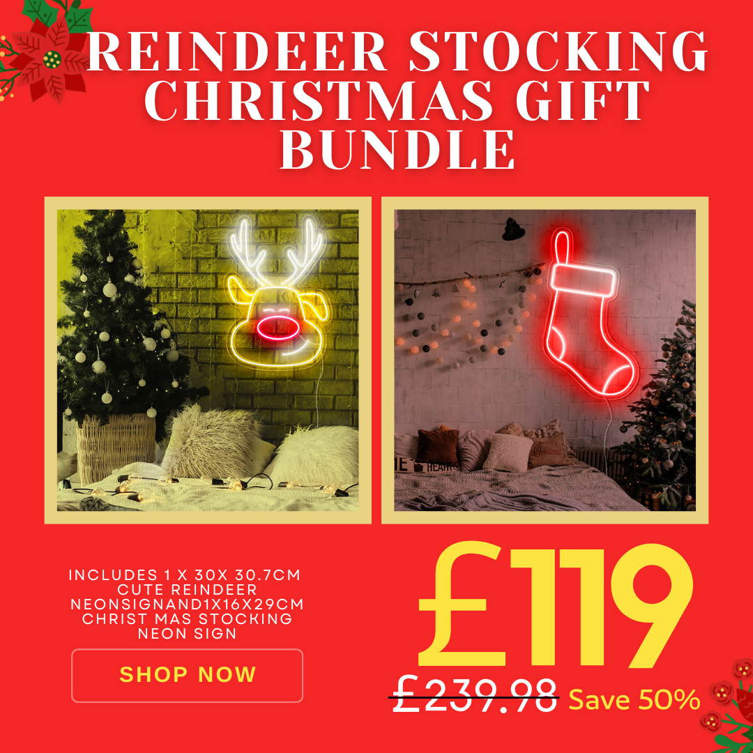 Reindeer& Stocking Neon Xmas Gift Bundle