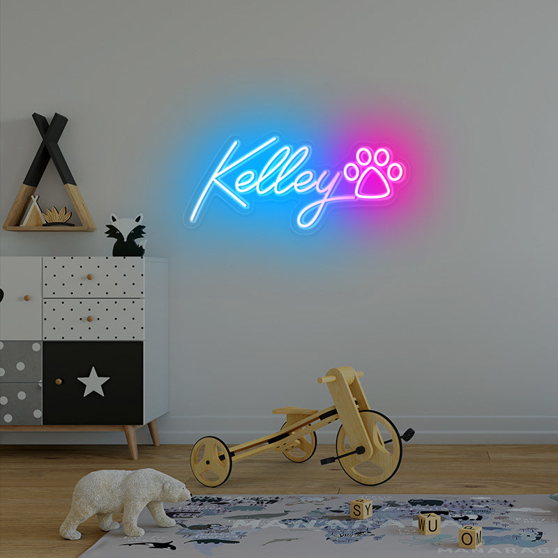 Name with Paw Print Neon Sign
