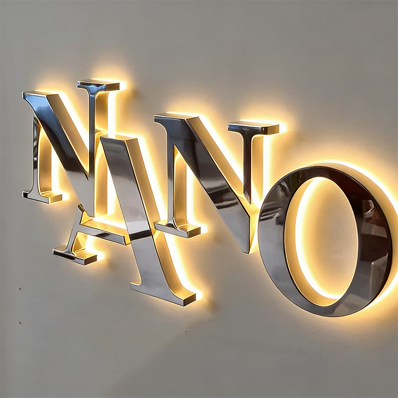Metal mirror acrylic illuminated letters