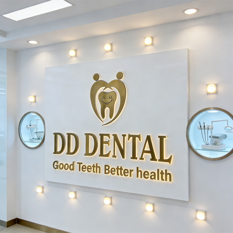 Metal mirror acrylic illuminated letters