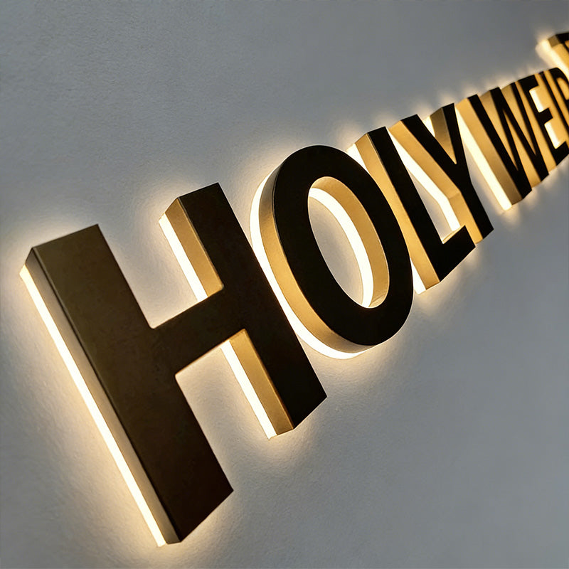 Metal mirror acrylic illuminated letters