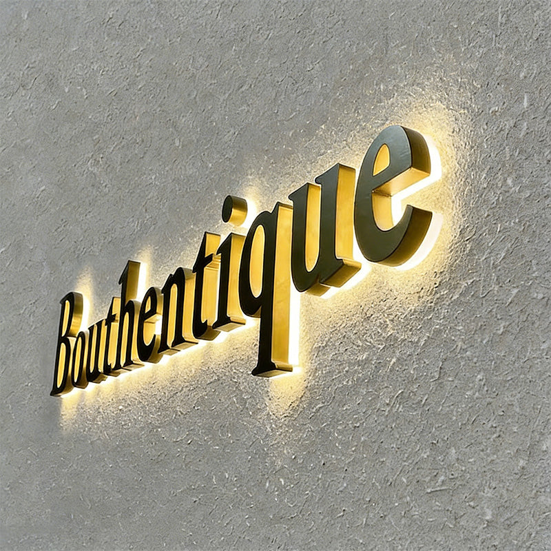 Metal mirror acrylic illuminated letters