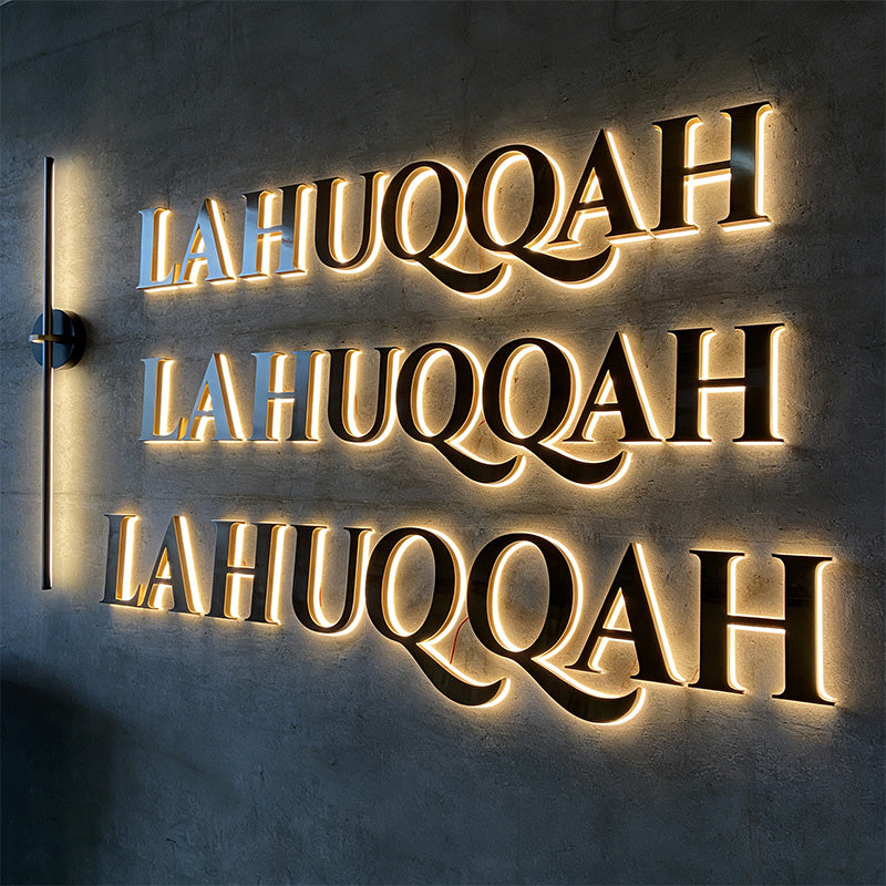 Metal mirror acrylic illuminated letters