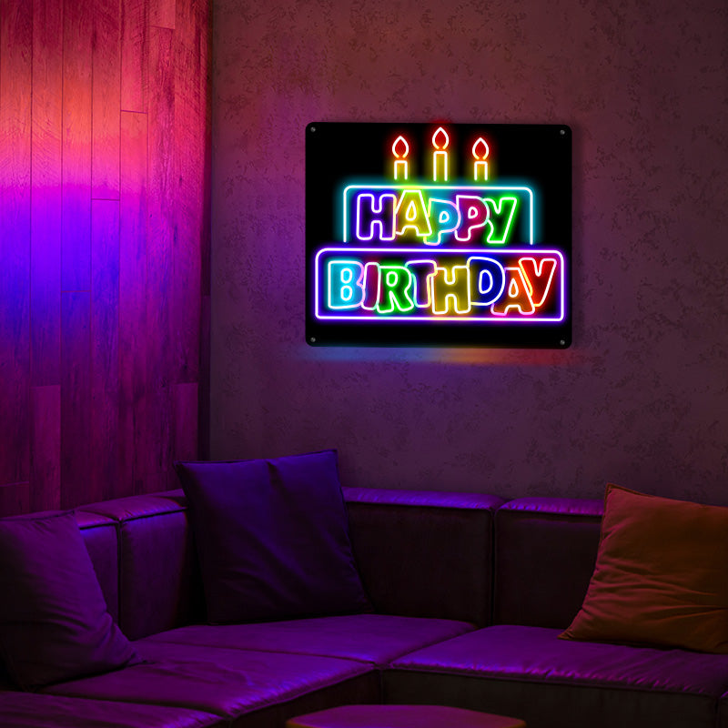 Colorful Happy Birthday Neon Light