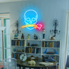 Funny skull rose neon