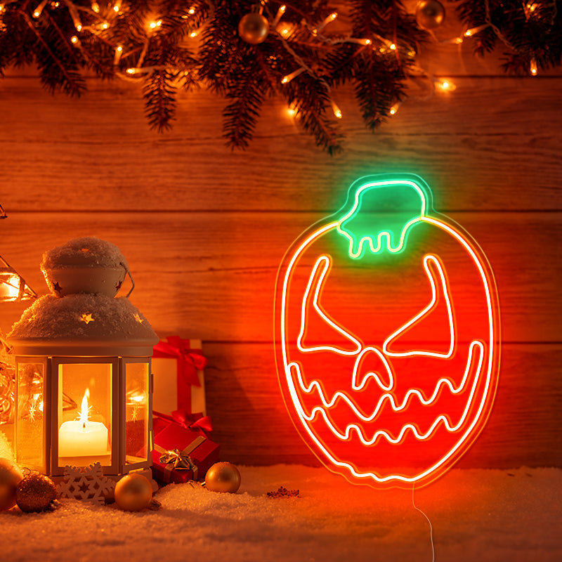 Cute halloween pumpkin neon art