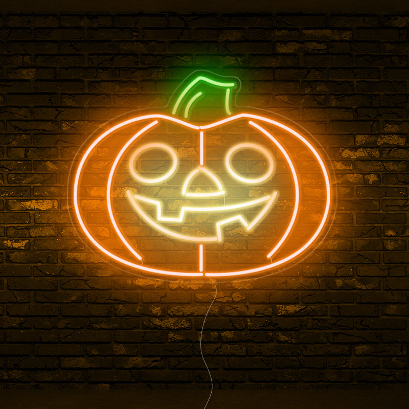 Pumpkin carving creative neon lights