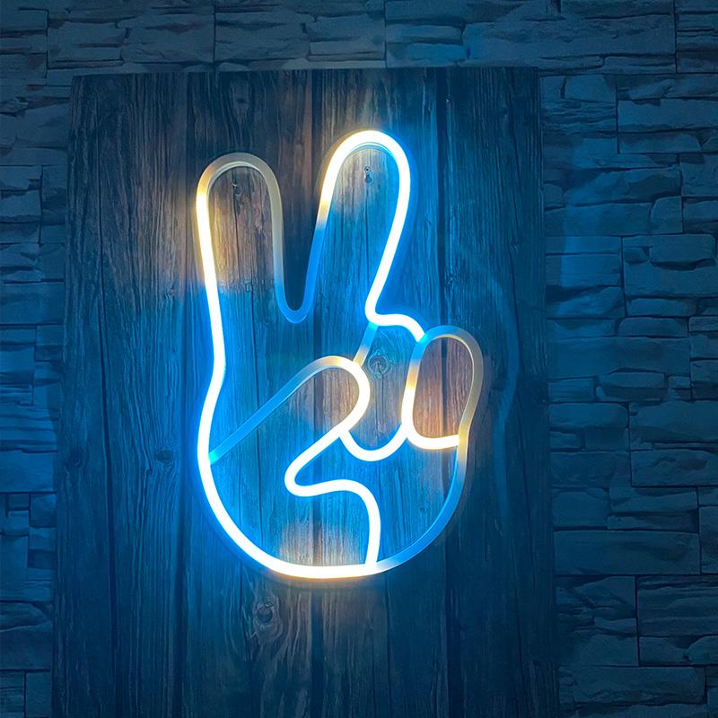 Peace Hand Neon Sign - neonpartys.co.uk